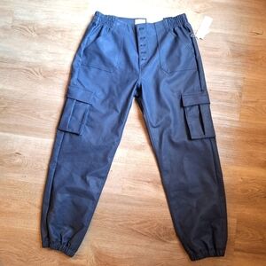 XL Navy pleather Kancan cargo pants
